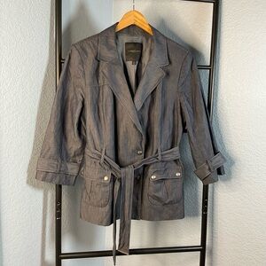 Classiques Entier Atelier XL Blue Belted Utility Blazer Jacket Chambray lined